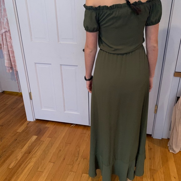 Olive green off the shoulder dress - Picture 3 of 3